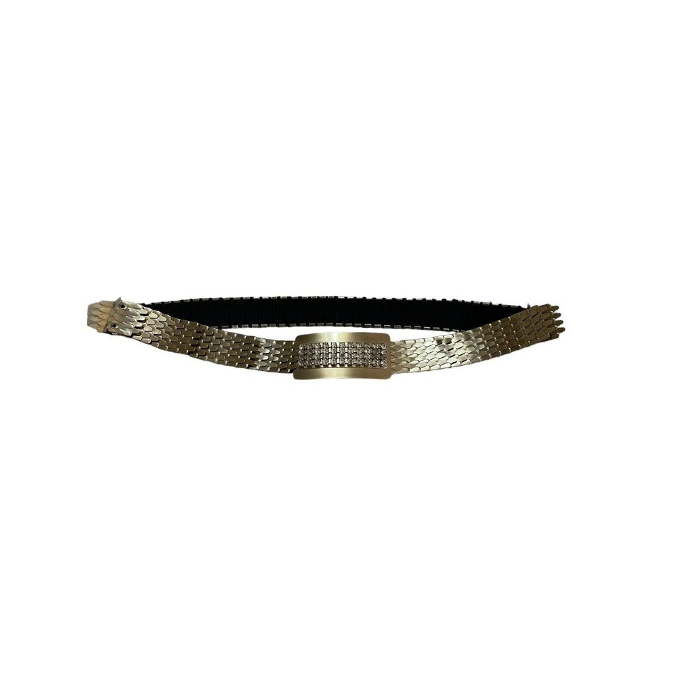 Vintage Silver Tone Fish Scale Belt With Rhinestones
